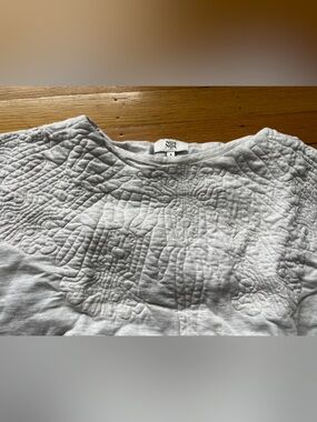 Noa Noa quilted oatmeal Heather gray cap sleeve crop sweatshirt jersey shirt S